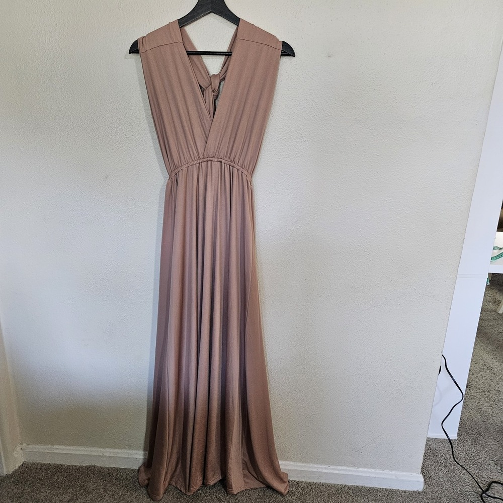 Unbranded Dusty Rose Convertible Infinity Maxi Dress Elastic Waist Stretch
